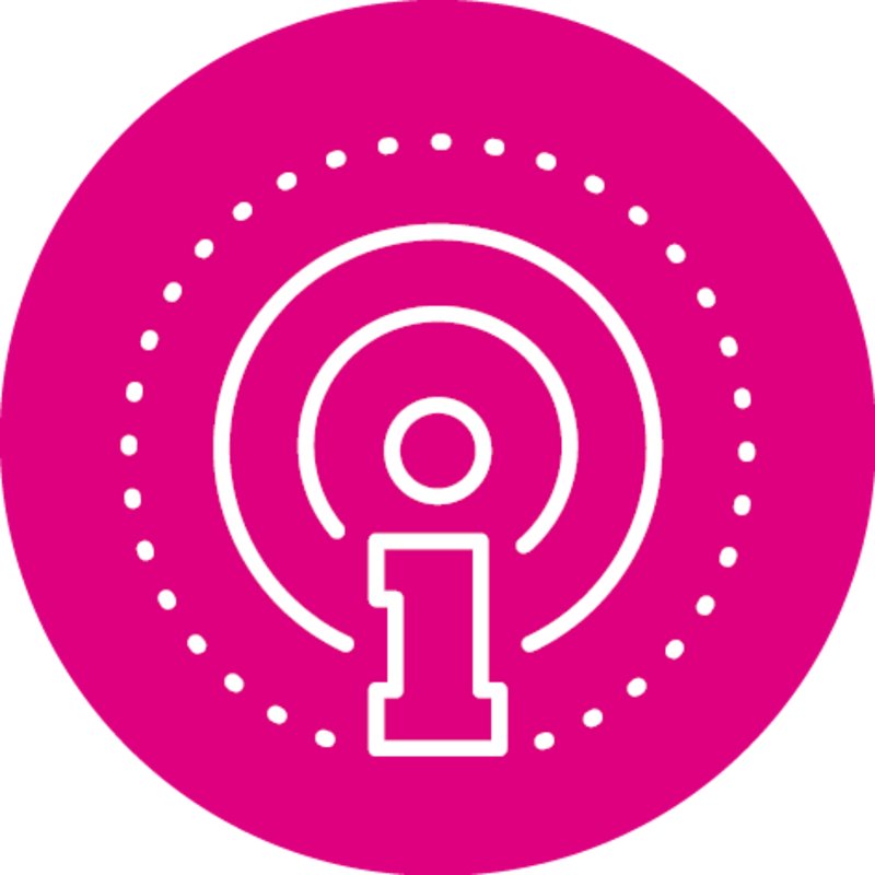 weißes Icon auf pinkem Grund mit "i" für intelligente Ladestation